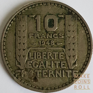 Reverse side 10 Francs France 1948
